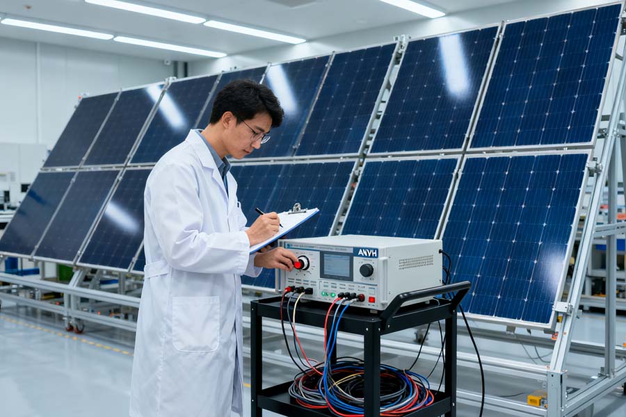 Programmable bidirectional DC power supply for testing solar panels